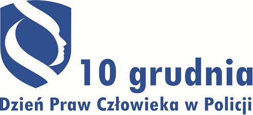 Logo z napisem 10 grudnia dzień praw człowieka w policji"