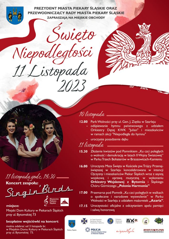 Plakat zapraszający na obchody 11 listopada