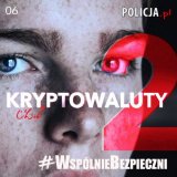 Zbliżenie na twarz młodego człowieka. Na środku napis Kryptowaluty 2.