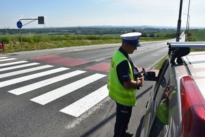 Umundurowany policjant przeprowadzający kontrolę pojazdu