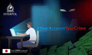 banner promocyjny akcji, na grafice znajduje się napis # YourAccountYourCrime&quot;