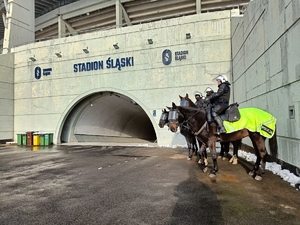 Zdjęcie przedstawia patrol konny policji