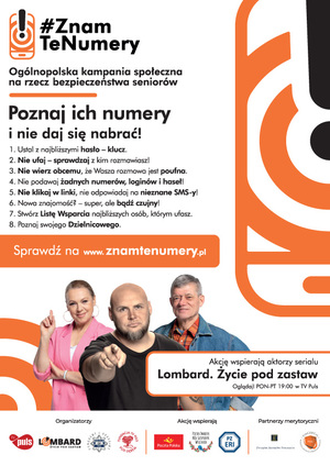 plakat promujący kampanię #ZnamteNumery