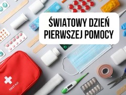 grafika z napisem światowy dzień pierwszej pomocy