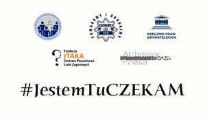 Grafika z logami instytucji wspomagających akcję #JestemTuCZEKAM