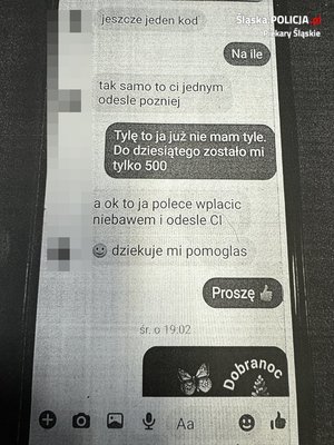 Zdjęcie fragmentu rozmowy na internetowym komunikatorze