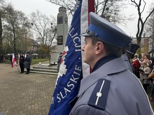 Zdjęcie przedstawia uczestników obchodów z okazji Święta Niepodległości.