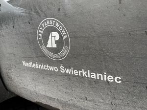 Zdjęcia przedstawiają policjantów oraz strażników leśnych podczas wspólnego patrolu lasu