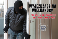 Grafika przedstawia zamaskowanego mężczyznę skradającego się do domu