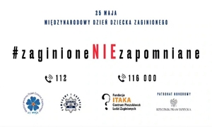 na białym tle napis #zaginioneniezapomniane oraz loga partnerów