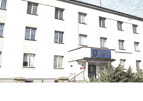 grafika przedstawiająca budynek komendy