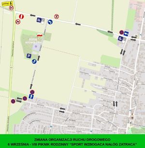 Zdjęcie mapy z wyznaczonymi objazdami