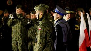 Zdjęcia z uczestników podczas uroczystości z okazji święta Odzyskania Niepodległości