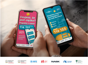 dwa telefony komórkowe z numerami pomocowymi