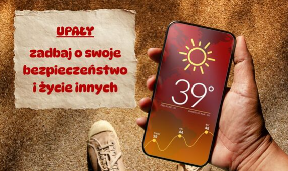 grafika z telefonem, na którym pokazana jest wysoka temperatura